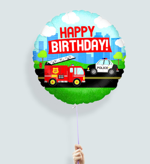 Ballon Happy Birthday Brandweer Politie Multi