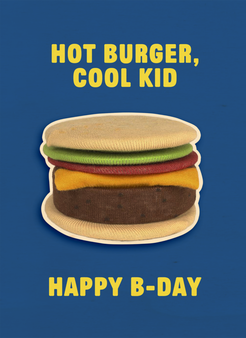 Houten Kaart Verjaardagskaarten | Eat My Socks Burger Bday