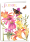 voor de jarige gekleurde bloemen en vlinders