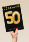 Verjaardagskaart leeftijden 50 ballonletters