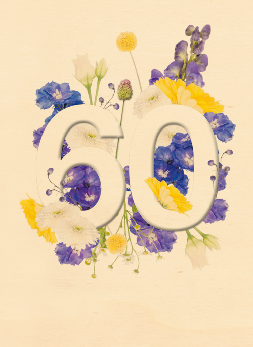 Verjaardagskaart vrouw 60 jaar met bloemen