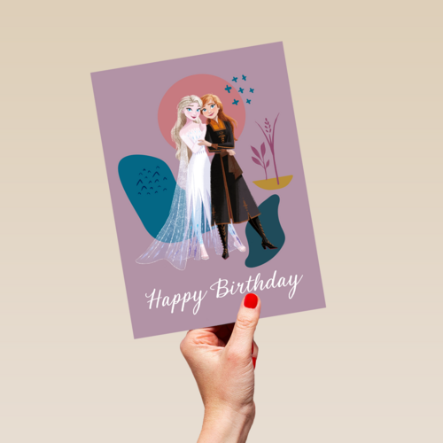 Frozen verjaardagskaart Elsa en Anna