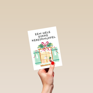 Kerstkaart hart onder de riem Een hele dikke kerstknuffel