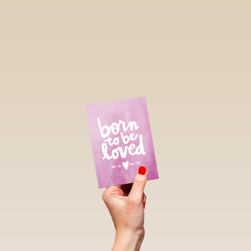 geboortekaartje born to be loved roze