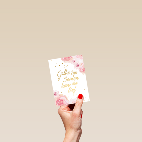 Trouwdagkaart Bloemen Jullie zijn samen liever dan lief