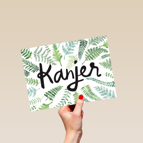 botanical kaart bladeren met het woord kanjer