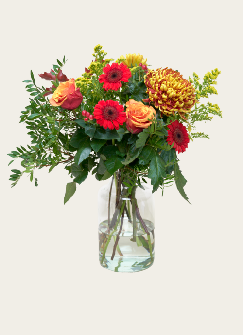 Boeket Bloemen Festive Fall Met Vaas | Hallmark Cadeau Verse bloemen |