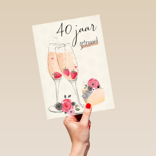 Huwelijkskaart 40 jaar getrouwd bubbels