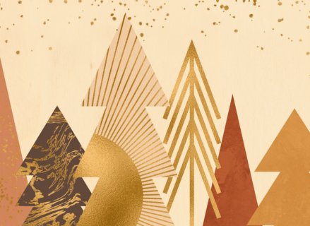 zakelijke kerstkaart met gouden kerstbomen