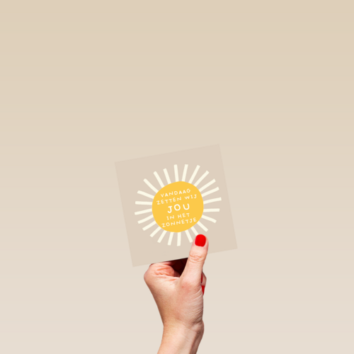 Bedankt kaart thuiswerken vandaag zetten we jou in het zonnetje