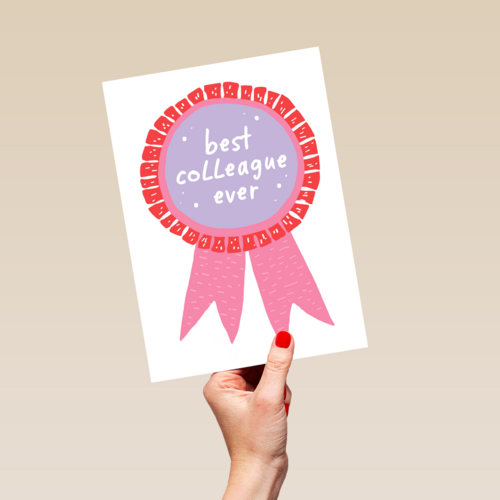 Bedankt kaart thuiswerken best collegue ever roze
