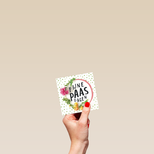 frisse fijne paasdagen kaart met bloemen en stippen