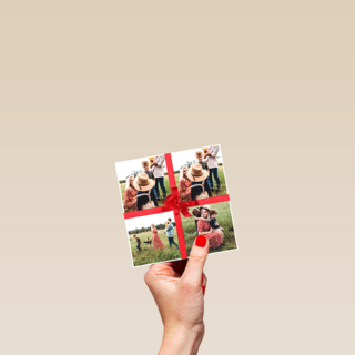 een mooie strik op de kerst fotokaart