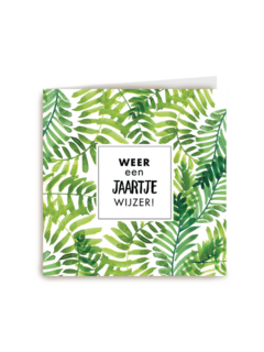 tropische groene bladeren weer een jaartje wijzer kaart
