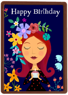 Verjaardagskaart Vrouw met bloemen in haar