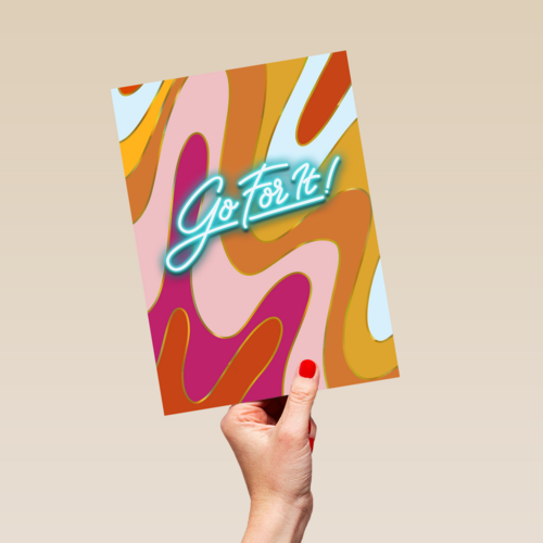 Motivatie kaart swirls en neon
