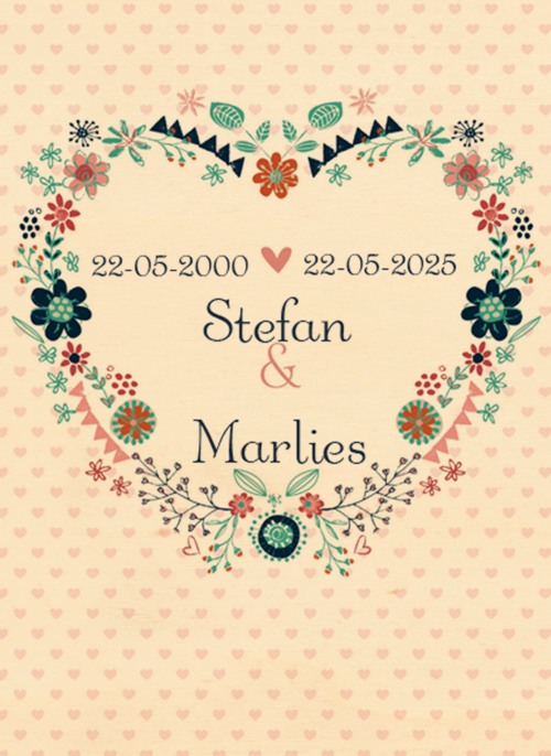 Houten Kaart Huwelijksjubileum | Houten Kaart Hallmark | Huwelijksjubileum | Een Bloemen Krans