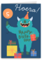 Hoera monsterkaart Happy Birthday