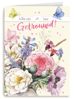 Huwelijkskaart 25 jaar getrouwd Marjolein Bastin