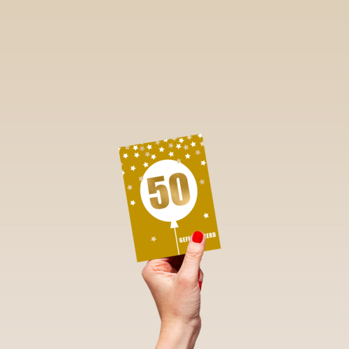 Verjaardagskaart leeftijden 50 ballon