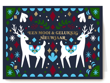 Een Mooi En Gelukkig Nieuwjaar Rendieren
