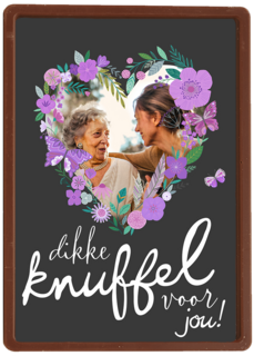 moederdag fotokaart dikke knuffel voor jou bloemen hart