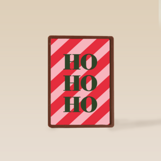 kerstkaart hohoho op rood roze achtergrond