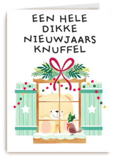 nieuwjaarskaart hart onder de riem een hele dikke nieuwjaarsknuffel