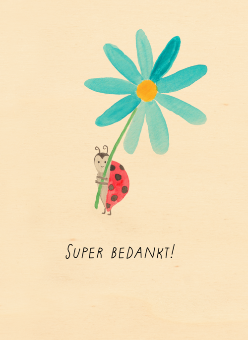 Houten Kaart | Bedankt Kaart Lieveheersbeestje