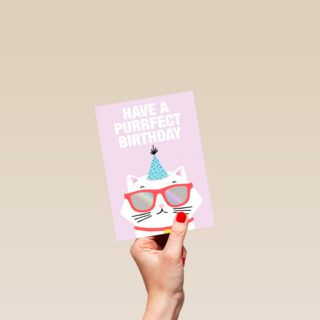 Verjaardagskaart tiener meisje Have a purrfect birthday