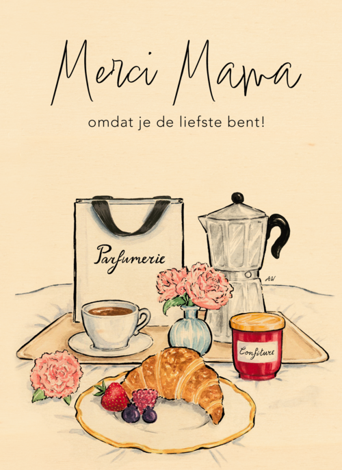 Houten Kaart Moederdag | Houten Kaart Hallmark | Moederdag | Anna Wijnands Merci Mama