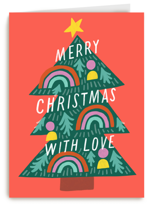 Kerstkaart hip Merry Christmas with love