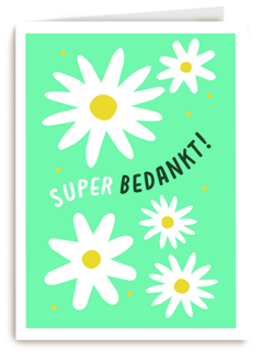 Suber bedankt kaart bloemen