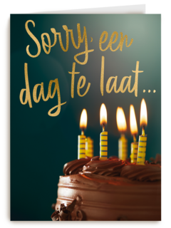 verjaardag te laat taart sorry een dag te laat