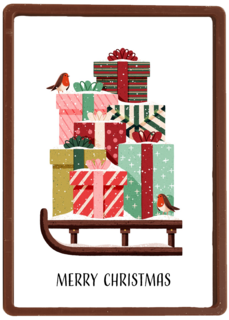 kerstkaart hip slee met cadeautjes folio