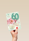 verjaardag leeftijden kopje bloemen 60