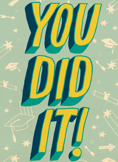 Houten Kaart Diploma | Hallmark | Houten Kaart Hallmark | Diploma | Geslaagdkaart You Did It Blauw Met Geel