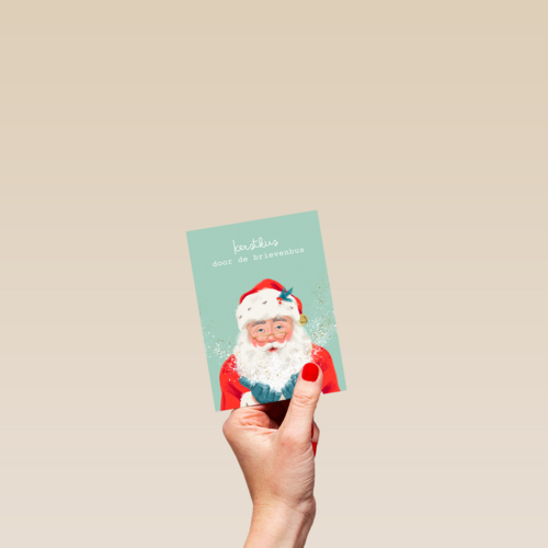 Kerstkaart kerstman kerstkus