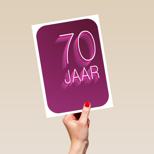 Verjaardagskaart 70 jaar karmijn