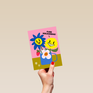 Fijne verjaardag bloemen mok