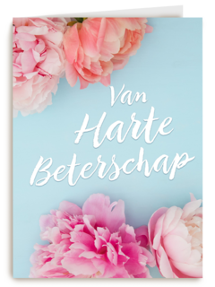 Beterschapskaart Foto met bloemen Van harte beterschap