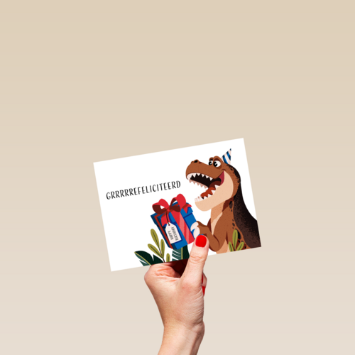 Gefeliciteerdkaart dino trex Folio