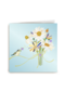 Blanco kaart vogel met bloemen