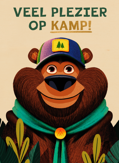 Houten Kaart Op Kamp | Houten Kaart Hallmark | Op Kamp | Beer Op Kamp Folio