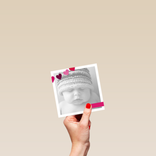 fotokaart vierkant baby kaart roze hartjes