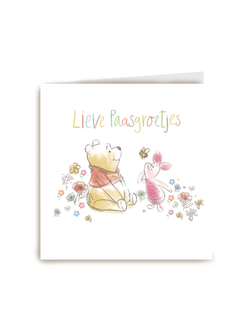 winnie the pooh met knorretje lieve paasgroetjes met bloemetjes