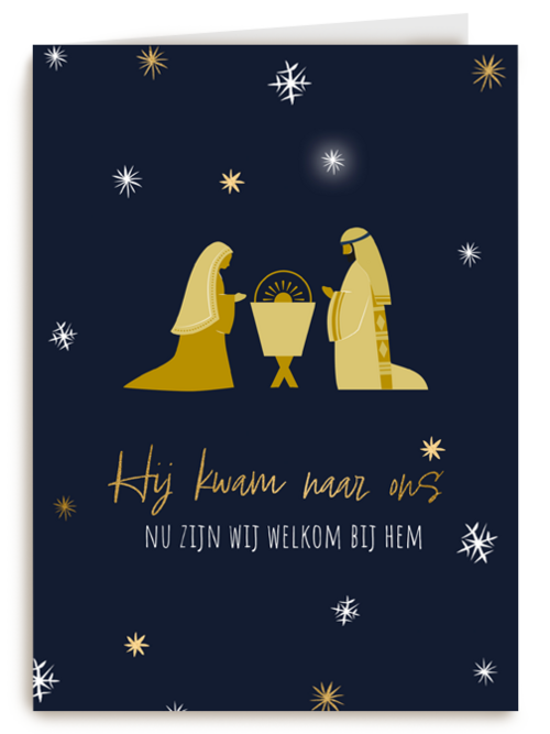 Kerstkaart religieus Jezus Maria Kribbe