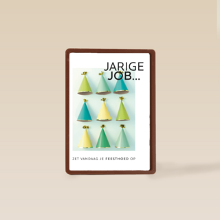 kaart voor de jarige job zet vandaag je feesthoed op