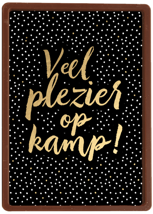 op kamp kaart zwart goud veel plezier op kamp