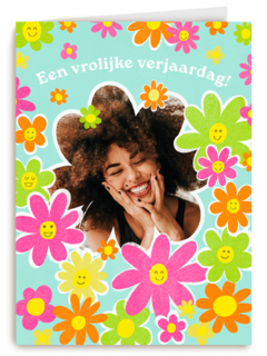 Een vrouwelijke verjaardag fotokaart